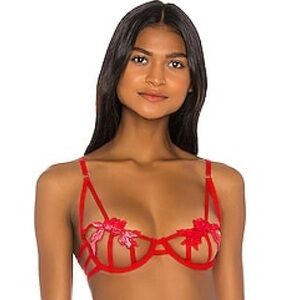 Victoria’s Secret Balconette Strappy Bra Red NWT 32DD
